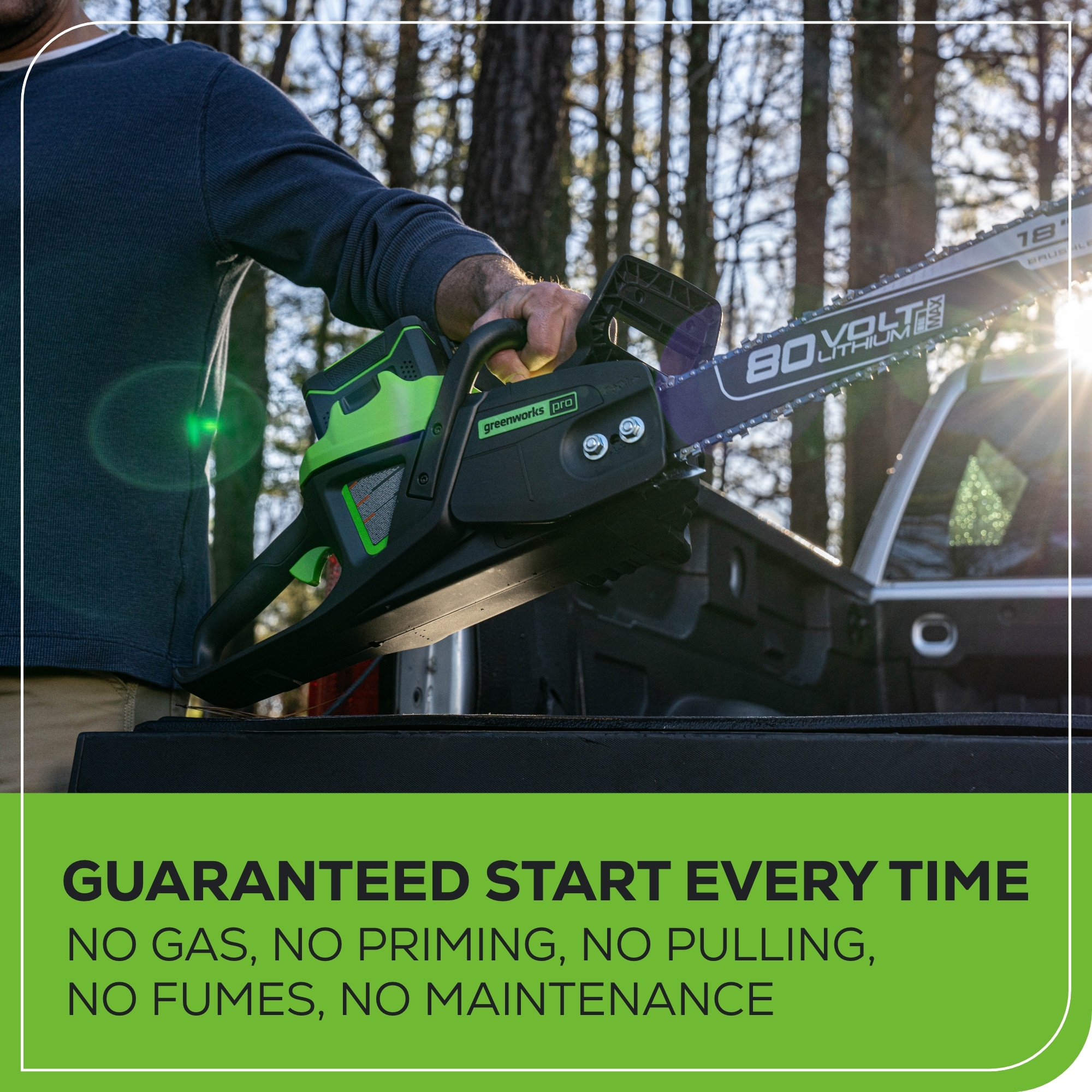 Greenworks Pro 80-volt max 18-in Battery Chainsaw Battery Not Included Charger Not Included