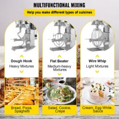 VEVOR 600 W 3 Speed 15 Qt Food Mixer Dough Mixer 304 Stainless Steel 15-Quart Commercial/Residential Bowl-lift Stand Mixer