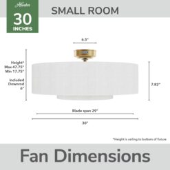 Hunter Jasmine Roth Brookside 30-in Luxe Gold with Matte White Blades Fandelier Ceiling Fan With Light 3 -Blade