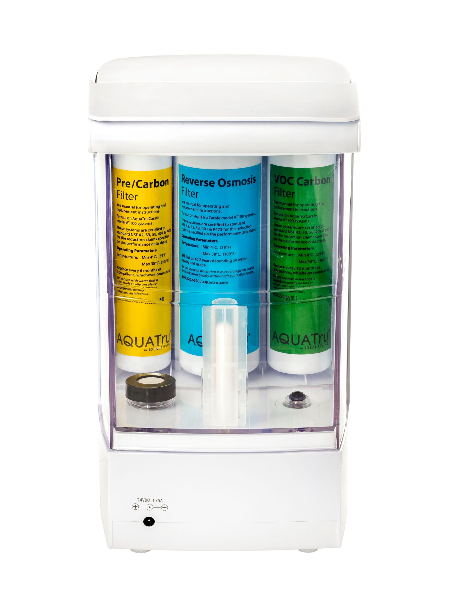 AquaTru Countertop 8-Cup White Glass Water filter pitcher