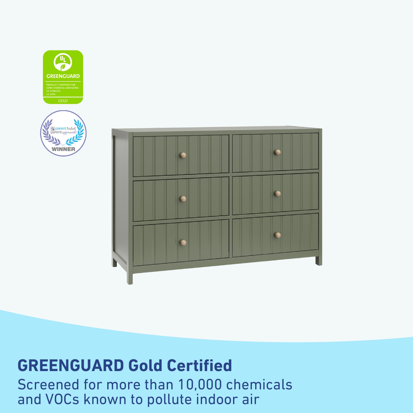 Graco Teddi Olive Pine 6 -Drawer 51.37-in Standard dresser