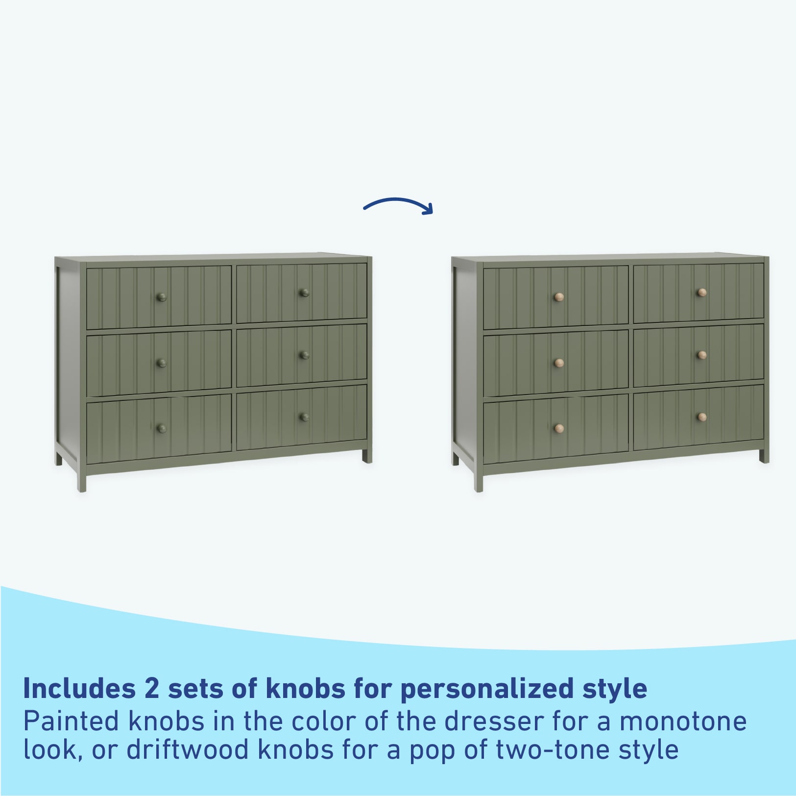 Graco Teddi Olive Pine 6 -Drawer 51.37-in Standard dresser