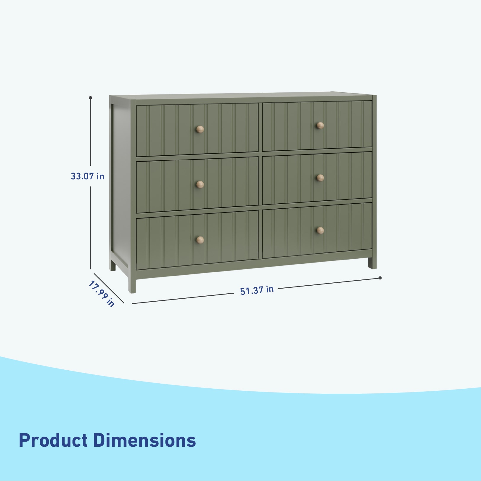 Graco Teddi Olive Pine 6 -Drawer 51.37-in Standard dresser