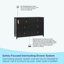 Graco Teddi Black Pine 6 -Drawer 51.37-in Standard dresser