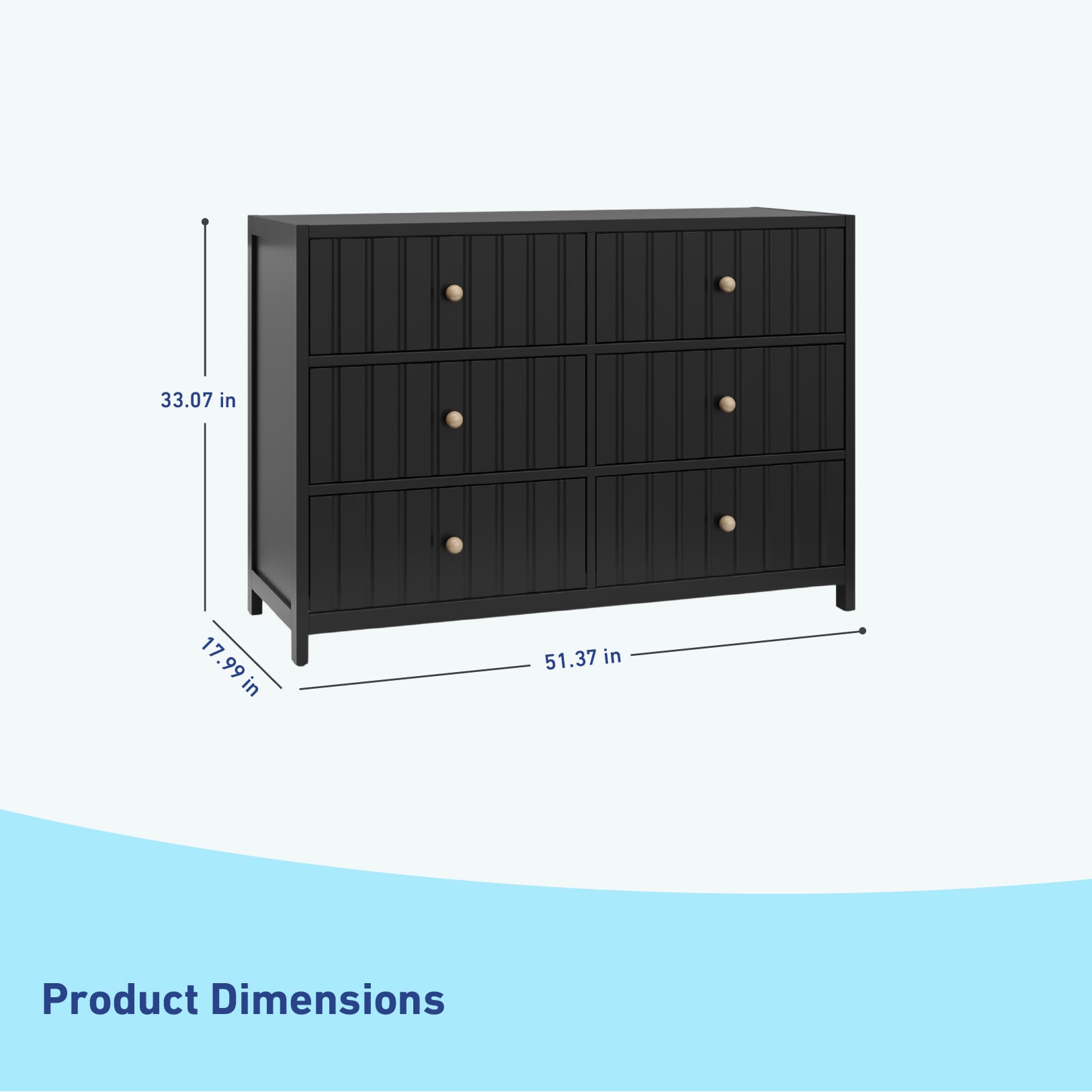 Graco Teddi Black Pine 6 -Drawer 51.37-in Standard dresser