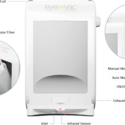 EyeVac Pro Touchless Vacuum Automatic Dustpan - Ultra Fast & Powerful - Great for Sweeping Salon Pet Hair Food Dirt Kitchen, Corded Canister Vacuum, Bagless, Automatic Sensors, 1400 Watt (White)