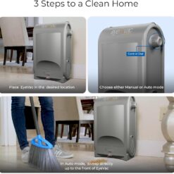 EyeVac Pro Touchless Vacuum Automatic Dustpan - Ultra Fast & Powerful - Great for Sweeping Salon Pet Hair Food Dirt Kitchen, Corded Canister Vacuum, Bagless, Automatic Sensors, 1400 Watt (Sliver)