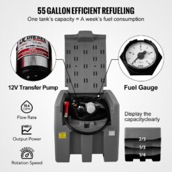 VEVOR 58-Gallon Plastic Diesel Fuel Can 4-gpm Manual Fuel Pump