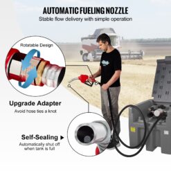 VEVOR 58-Gallon Plastic Diesel Fuel Can 4-gpm Manual Fuel Pump