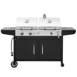 Royal Gourmet Cabinet Style Dual Fuel Series Silver Black Liquid propane and charcoal Combo Grill