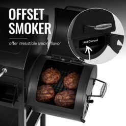 Royal Gourmet 4 in 1 with Offset Smoker and Side Burner Black Liquid propane and charcoal Combo Grill 1 -Side Burners