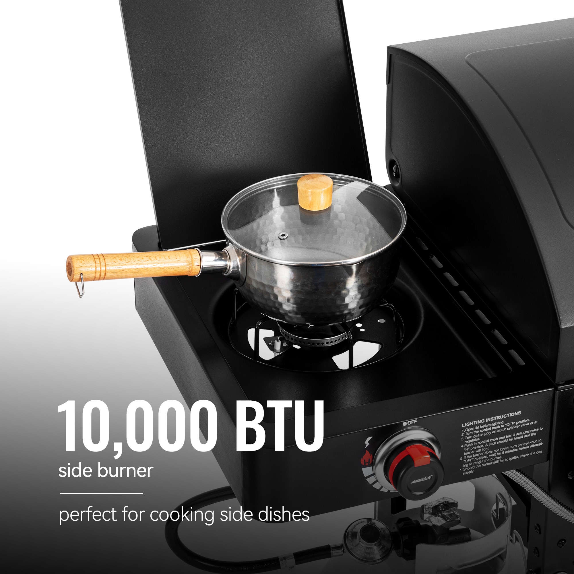 Royal Gourmet 4 in 1 with Offset Smoker and Side Burner Black Liquid propane and charcoal Combo Grill 1 -Side Burners