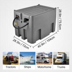 VEVOR Portable Diesel Tank 116 Gallon Capacity and 10 GPM Flow Rate Diesel Fuel Tank with 12V Electric Transfer Pump and 13.1ft Rubber Hose PE Diesel Transfer Tank for Easy Fuel Transportation Gray