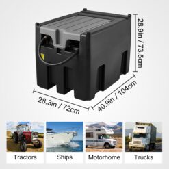 VEVOR Portable Diesel Tank 116 Gallon Capacity and 10 GPM Flow Rate Diesel Fuel Tank with 12V Electric Transfer Pump and 13.1ft Rubber Hose PE Diesel Transfer Tank for Easy Fuel Transportation Black
