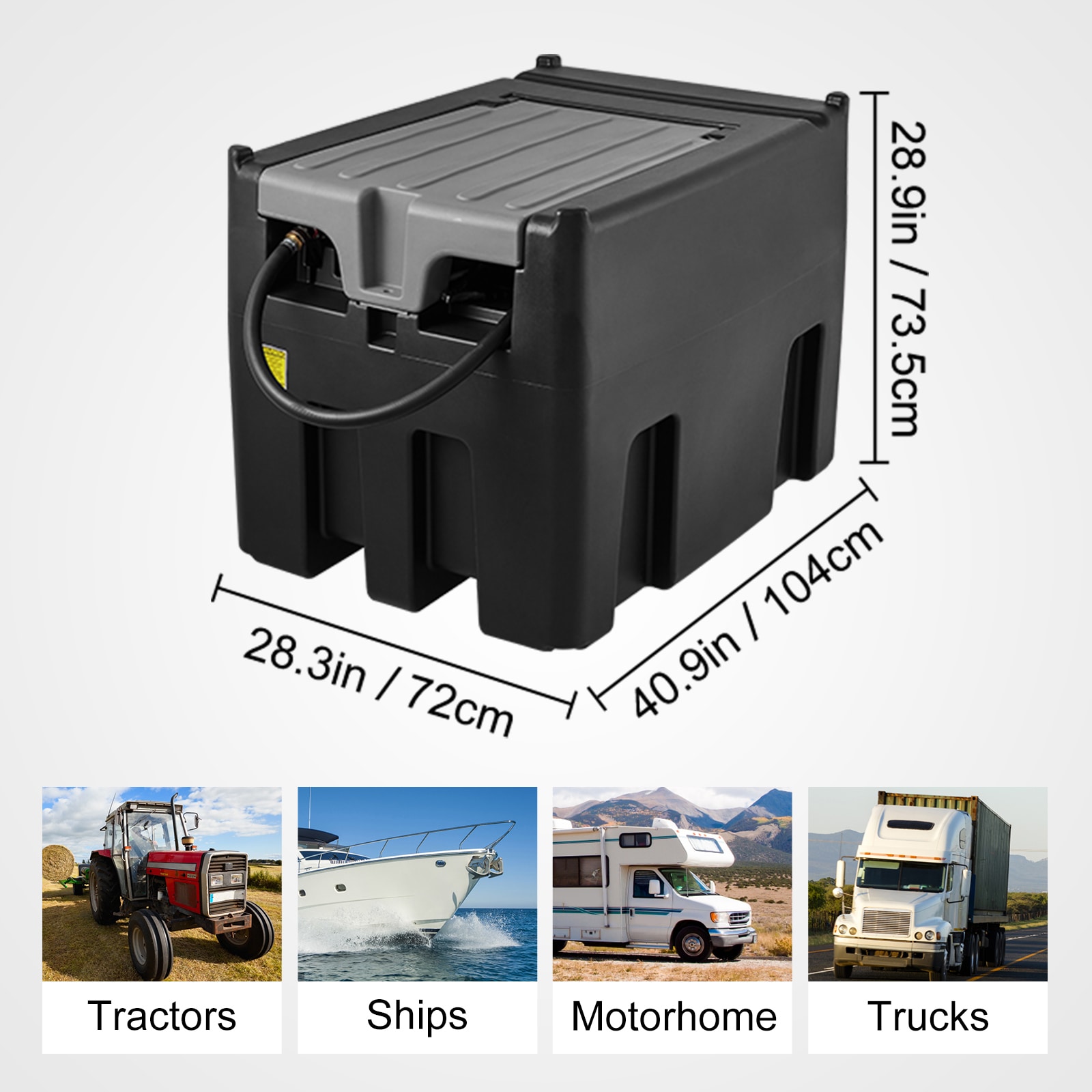 VEVOR Portable Diesel Tank 116 Gallon Capacity and 10 GPM Flow Rate Diesel Fuel Tank with 12V Electric Transfer Pump and 13.1ft Rubber Hose PE Diesel Transfer Tank for Easy Fuel Transportation Black