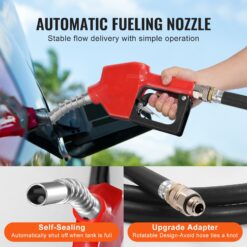 VEVOR Portable Diesel and Gasoline Tank 48 Gallon 10.6GPM Flow Rate Diesel Fuel Tank with 12V Electric Transfer Pump 13.1ft Hose Auto Fueling Nozzle Transfer Tank for Easy Fuel Transportation Red