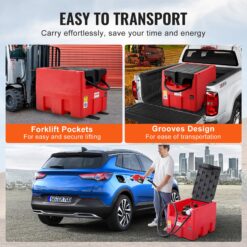 VEVOR Portable Diesel and Gasoline Tank 48 Gallon 10.6GPM Flow Rate Diesel Fuel Tank with 12V Electric Transfer Pump 13.1ft Hose Auto Fueling Nozzle Transfer Tank for Easy Fuel Transportation Red