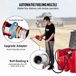 VEVOR Portable Diesel Tank 116 Gallon Capacity and 10 GPM Flow Rate Diesel Fuel Tank with 12V Electric Transfer Pump and 13.1ft Rubber Hose PE Diesel Transfer Tank for Easy Fuel Transportation Red