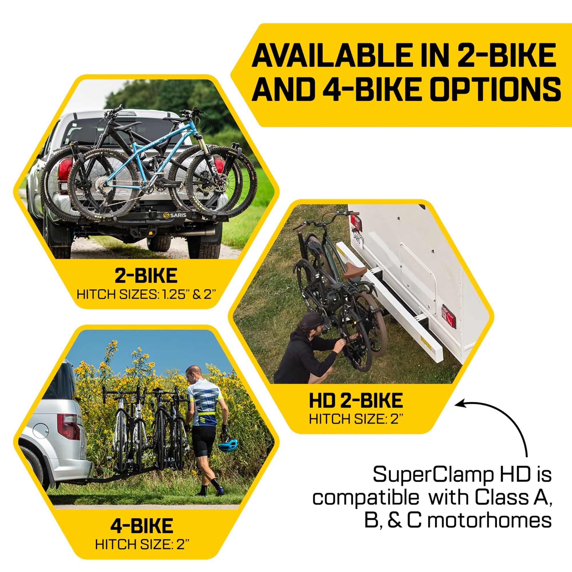 Saris SuperClamp G3 Platform Hitch Bike Rack - Lightweight - Durable - Versatile for RV/Camper