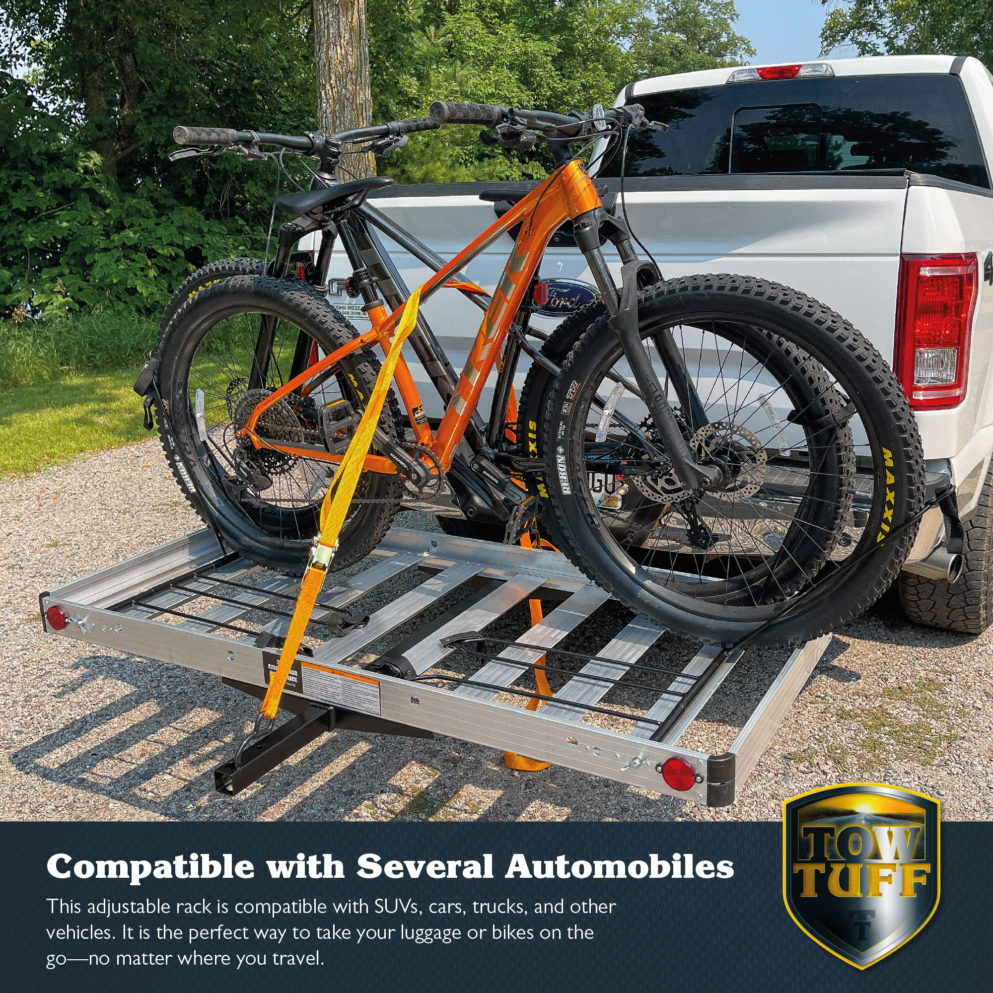 Tow Tuff TTF 2762ACBR Heavy Duty 2 in 1 Aluminum Cargo Carrier with Bike Rack