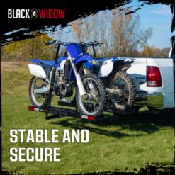 Black Widow Pro Double Dirt Bike Carrier with Ramp for 2 in Hitch 600 lb Capacity