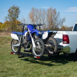 Black Widow Pro Double Dirt Bike Carrier with Ramp for 2 in Hitch 600 lb Capacity