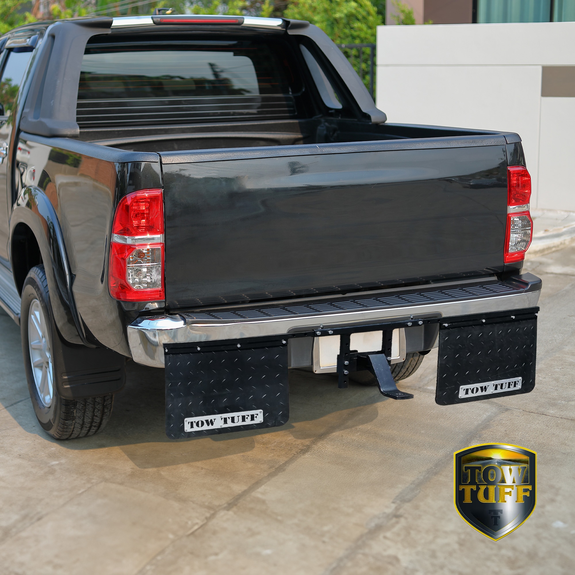 Tow Tuff 2418AMF 18Inches x 24Inches Universal Hitch Mount Rubber Rear Towing Mud Flaps