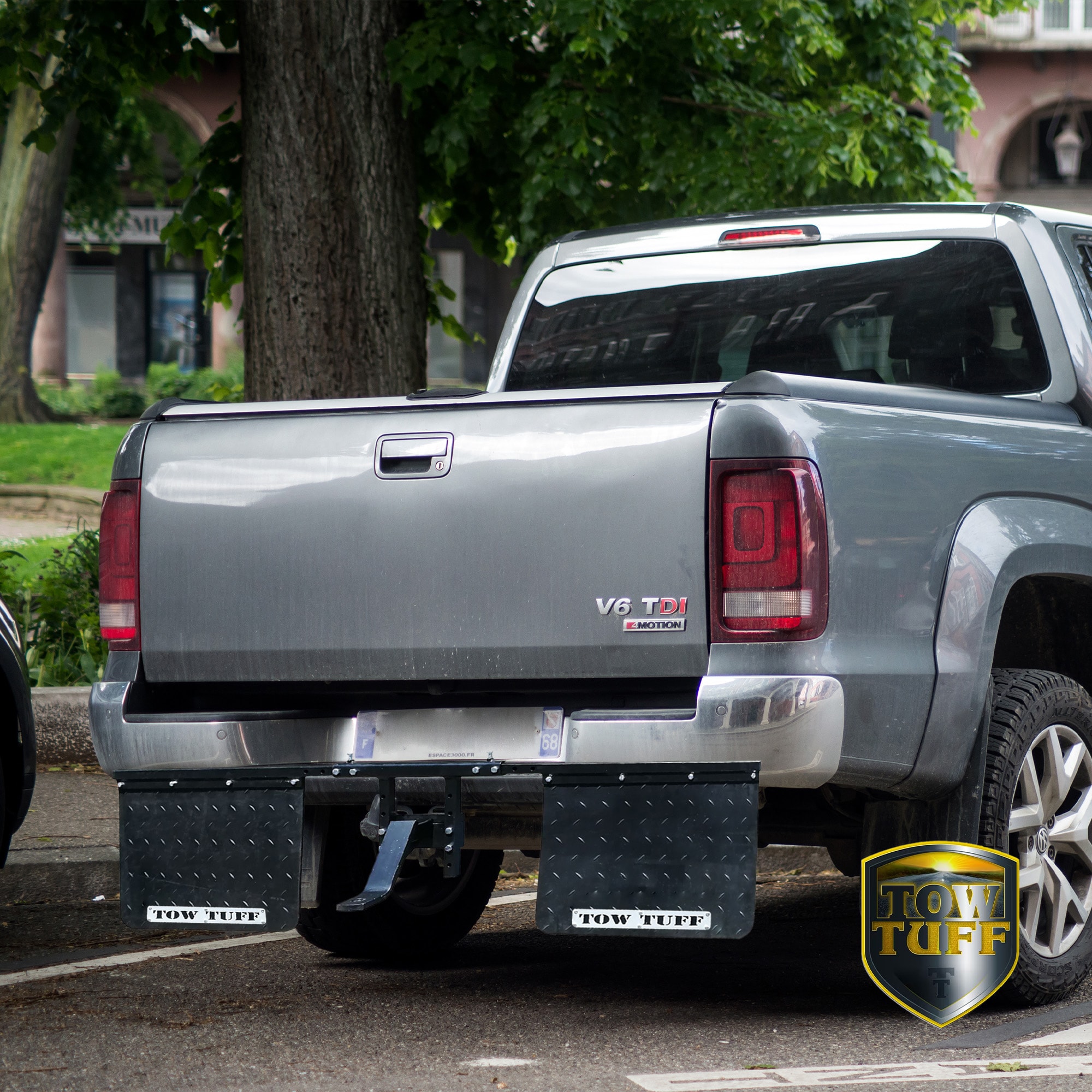 Tow Tuff 2418AMF 18Inches x 24Inches Universal Hitch Mount Rubber Rear Towing Mud Flaps