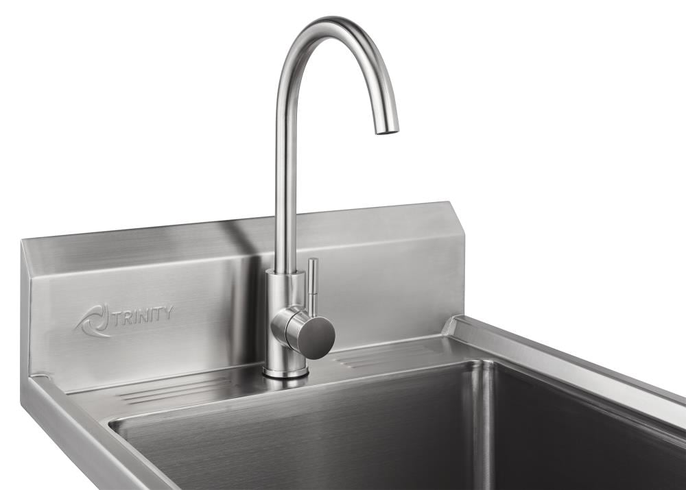 TRINITY 24-in x 21.5-in 1 -Basin 304 Grade Stainless Steel Freestanding Utility tub with Drain with Faucet