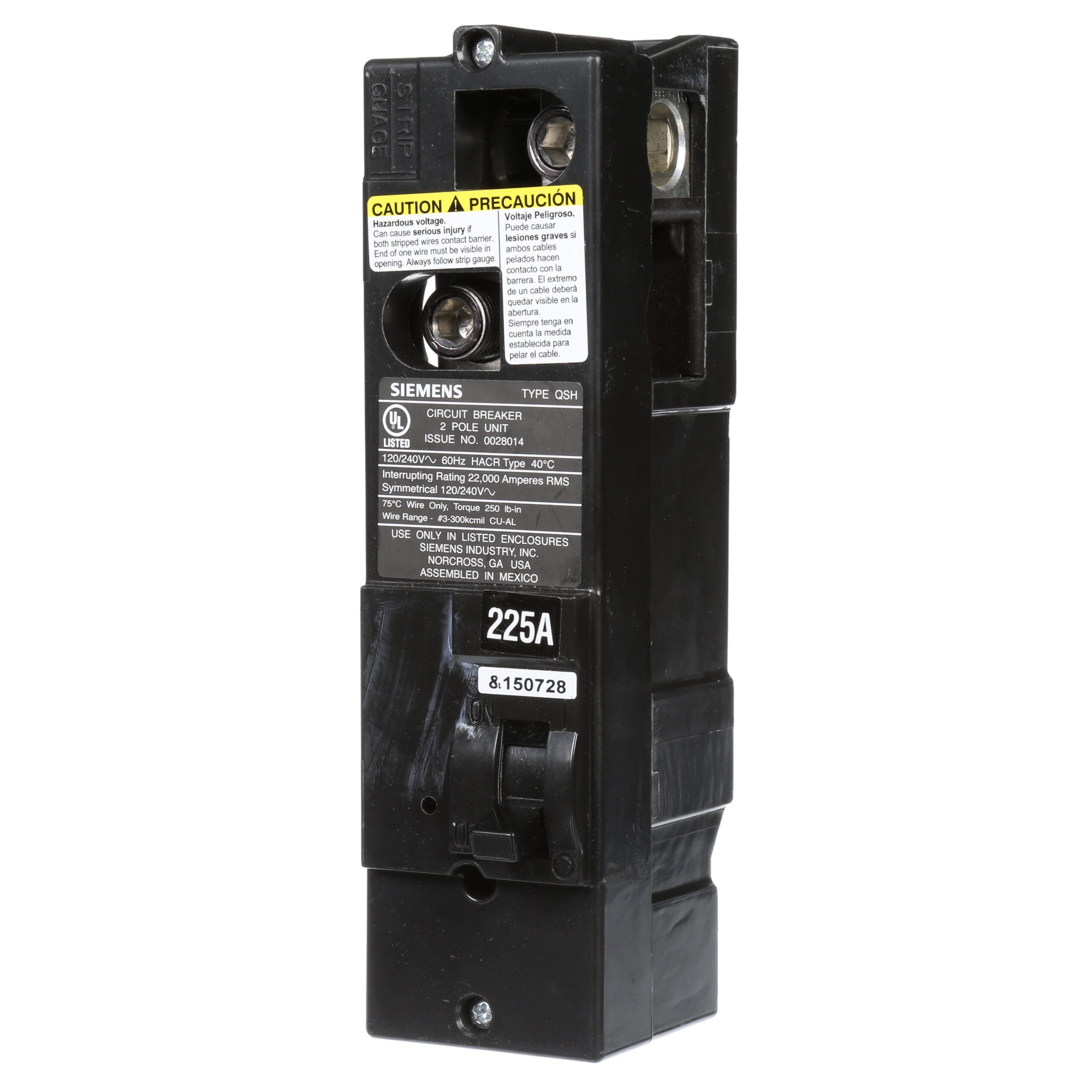 Siemens 225-amp 2 -Pole Main Circuit Breaker