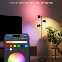 Govee Tree Floor Lamp Compatible with Matter, 3 Rotatable Lights with LuminBlend Technology, Standing Lamp with 64 Dynamic Scenes, Music Sync, Ideal Floor Lamp for Living Room, Bedroom, Office