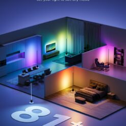 Govee Floor Lamp Pro, RGBICWW LED Lamp with Bluetooth Speaker and White Noise, 2100 Lumens Standing Lamp, Works with Matter, 16 Million Colors, Music Sync, Floor Lamp for Bedroom, Living Room