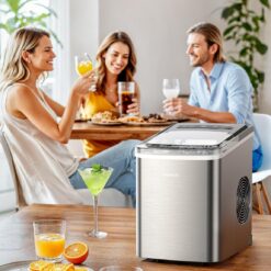 GoveeLife Smart Countertop Ice Makers, Portable Ice Maker Machine with Self-Cleaning, 6 Mins 9 Bullet Ice, 26lbs/24Hrs, Voice Remote for Home Kitchen Party Camping, with Ice Scoop Stainless Silver