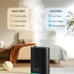 GoveeLife 7L Humidifiers for Bedroom, Smart Top-Fill Cool & Warm Mist Humidifier Large Room, Auto Mode, 70H Quiet Runtime for Baby Plants Nursery, App & Voice Control, RGB Nightlight, Humidity Sensor