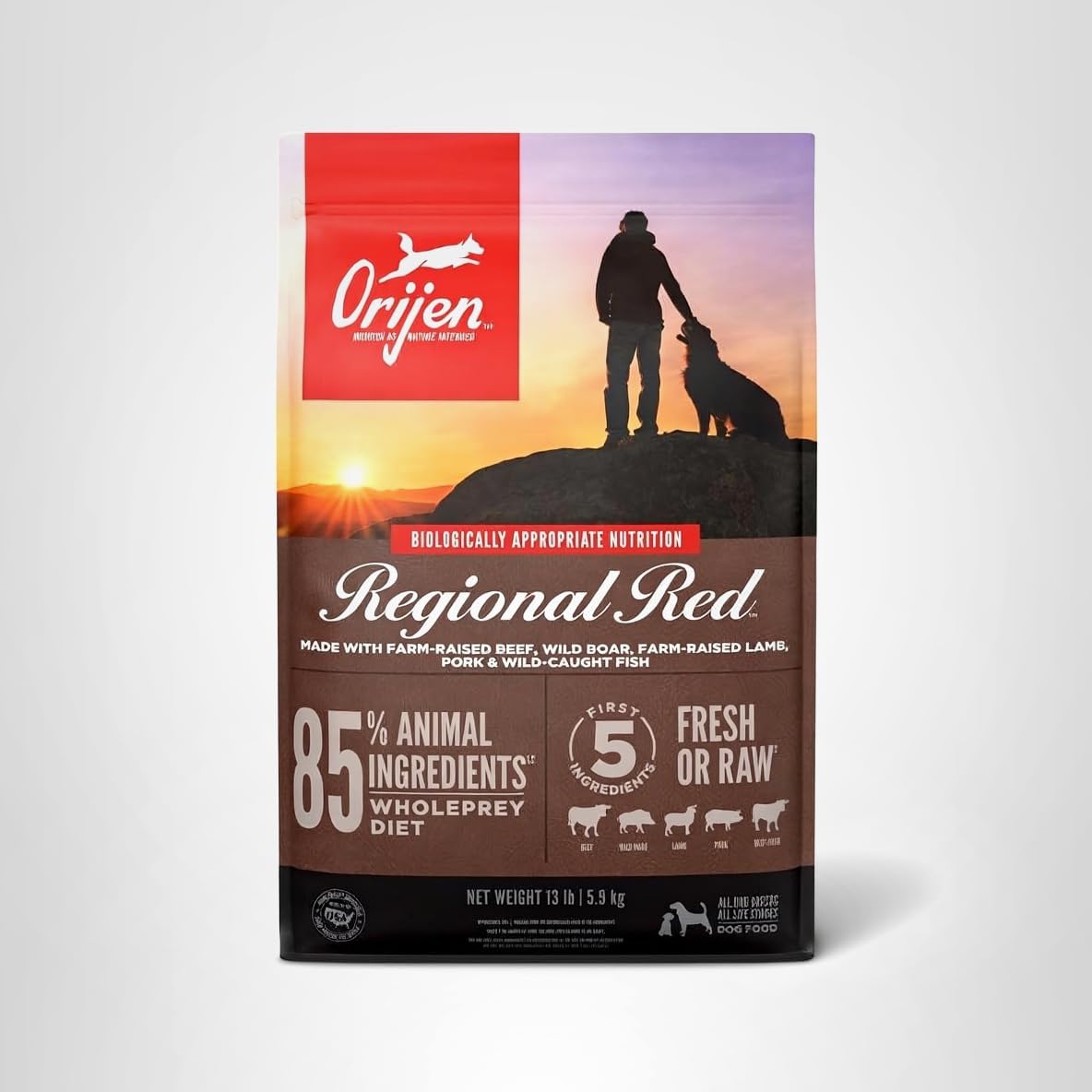 ORIJEN Grain Free Poultry Free High Protein Dry Dog Food Regional Red Recipe 13lb Bag