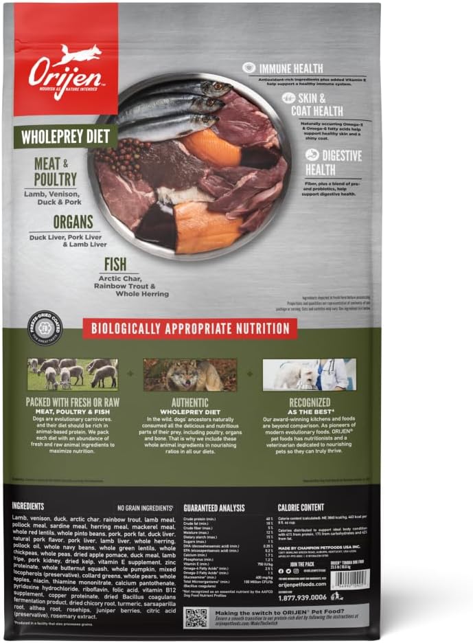 ORIJEN Grain Free Poultry Free High Protein Dry Dog Food Tundra Recipe 23.5lb Bag