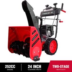 PowerSmart Snow Blower Gas Powered 24 in. 252cc OHV Engine with Eletric Start, 13 in. Airless Tires, Self-Propelled Two-Stage Snowblower