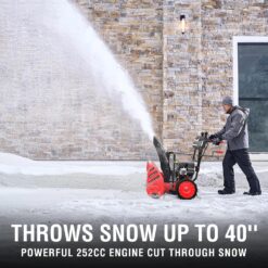 PowerSmart Snow Blower Gas Powered 24 in. 252cc OHV Engine with Eletric Start, 13 in. Airless Tires, Self-Propelled Two-Stage Snowblower