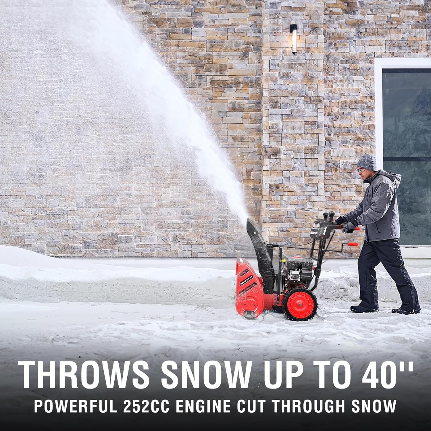 PowerSmart Snow Blower Gas Powered 24 in. 252cc OHV Engine with Eletric Start, 13 in. Airless Tires, Self-Propelled Two-Stage Snowblower