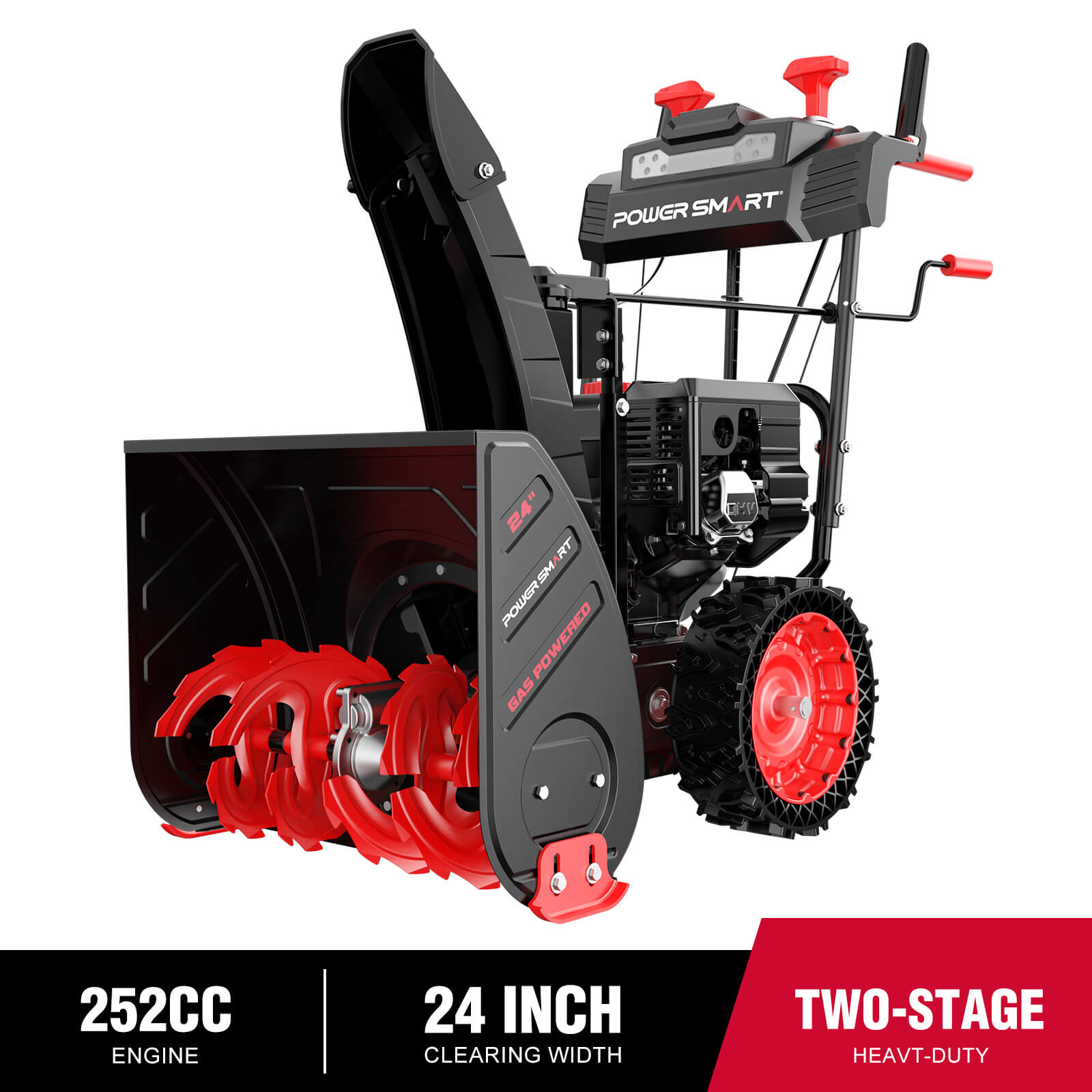 PowerSmart 24'' 252cc Two Stage Self-Propelled Gas Snow Blower w/ Electric Start