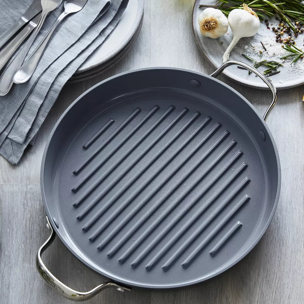 GreenPan Valencia Pro 11" Ceramic Grill Pan with 2 Side Handles Black