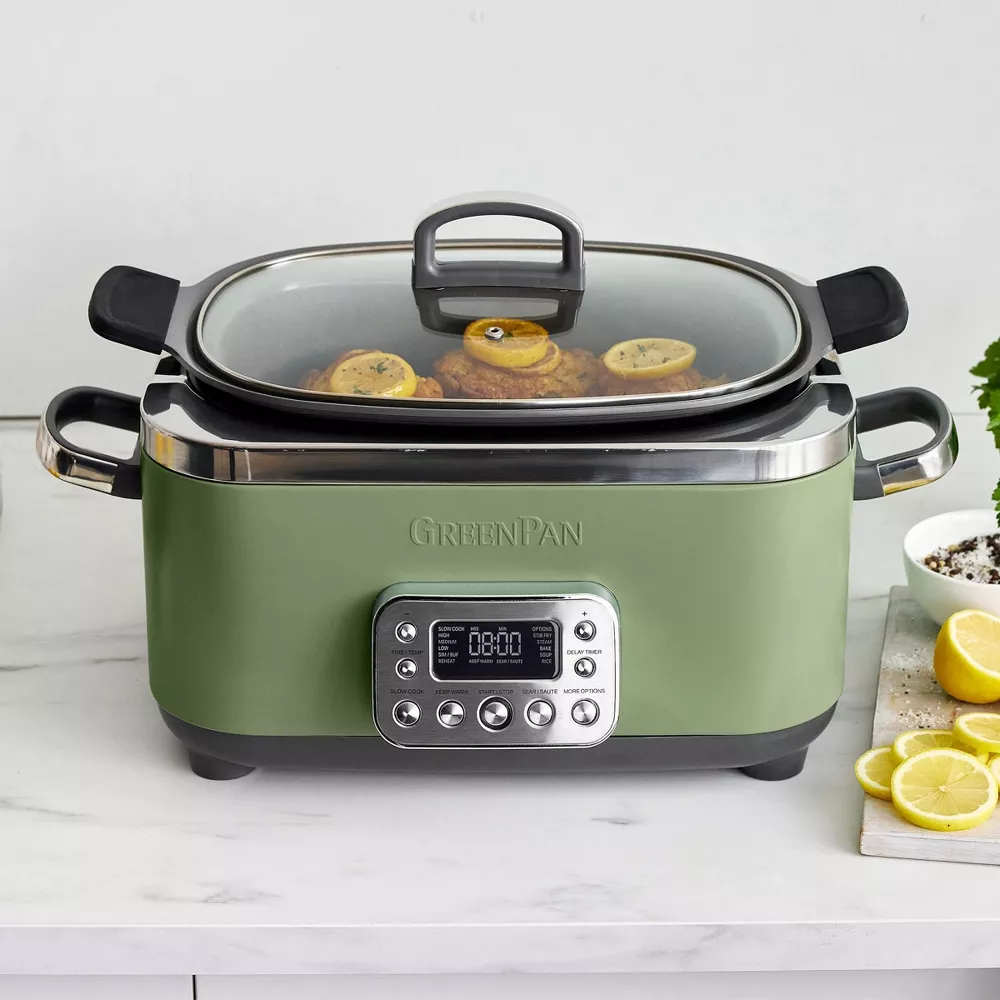 GreenPan Elite 6qt Slow Cooker, Sage Green