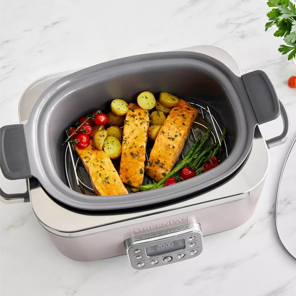GreenPan Elite 6qt Slow Cooker, Cloud Gray