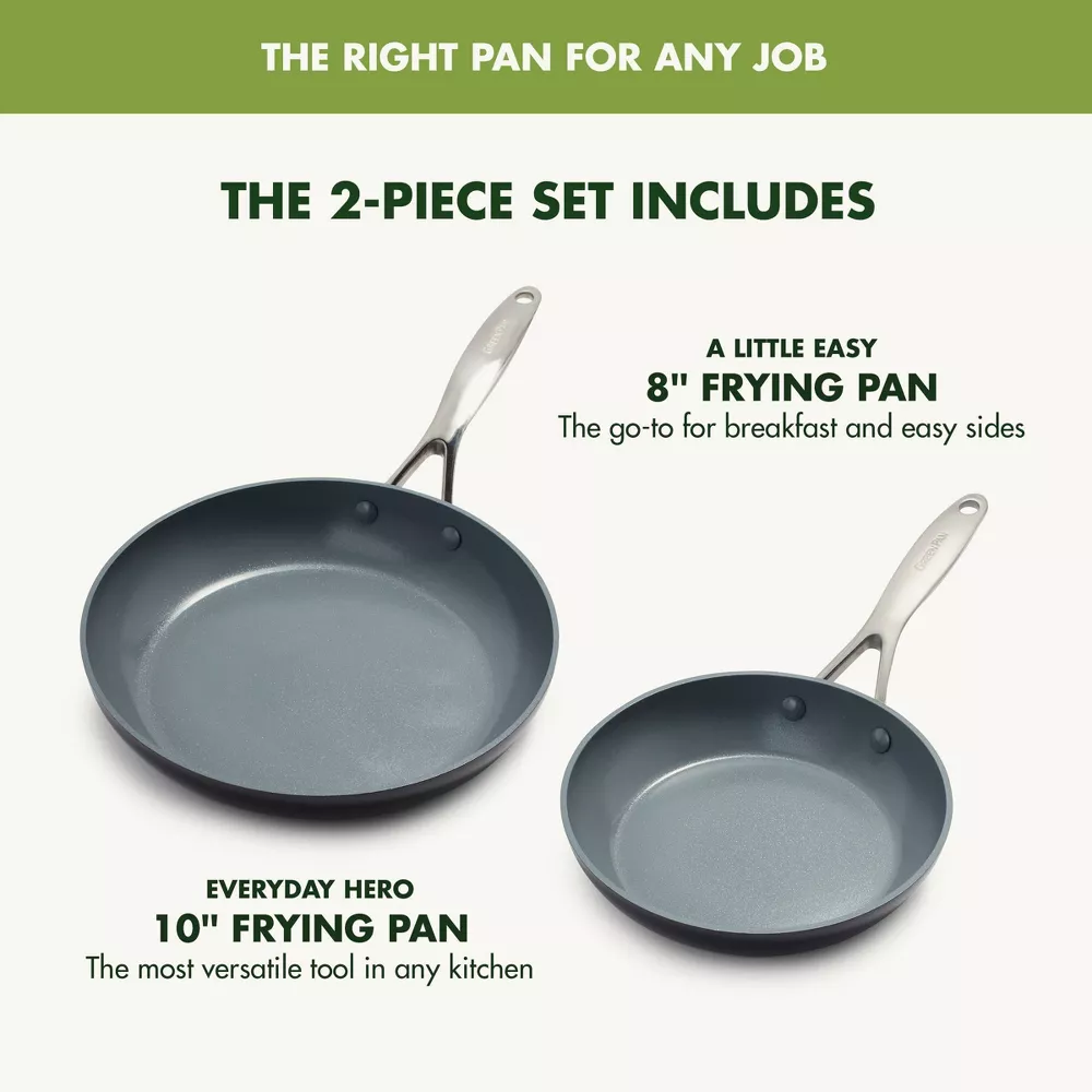 GreenPan 8" and 10" Valencia Pro Ceramic Nonstick Fry Pan Set
