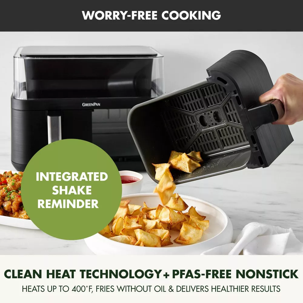 GreenPan Bistro 10qt 360 Clear View Double Air Fryer