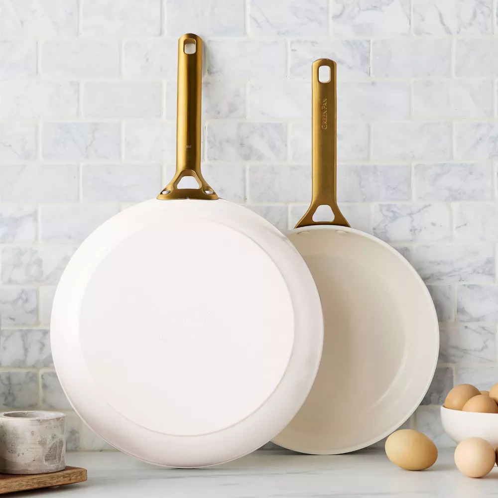 GreenPan (10" and 12") Reserve Pro Ceramic Nonstick Frypan Set, Cream