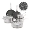 GreenPan Prism 10pc Hybrid Stainless Steel and Ceramic Nonstick Cookware Set