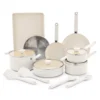 GreenPan Rio Advanced 16pc Ceramic Nonstick Cookware Set, Cream