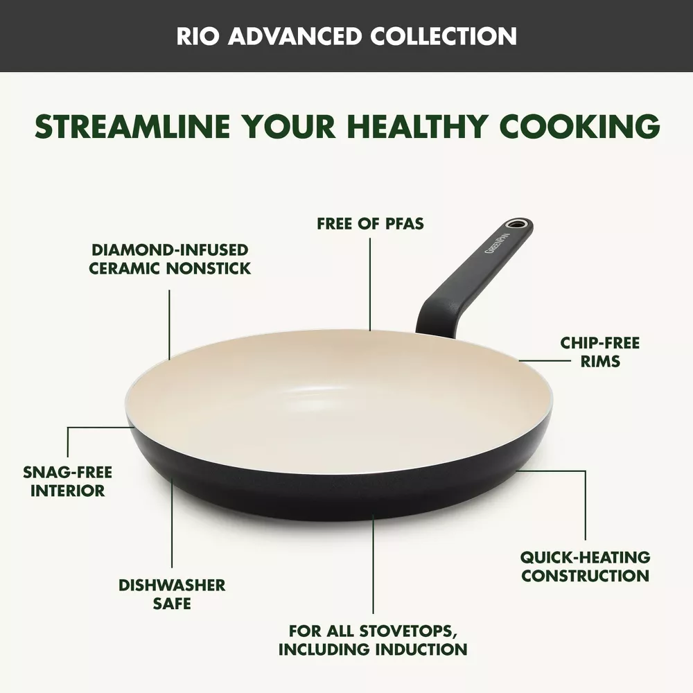 GreenPan Rio Advanced 10pc Cookware Set, Black
