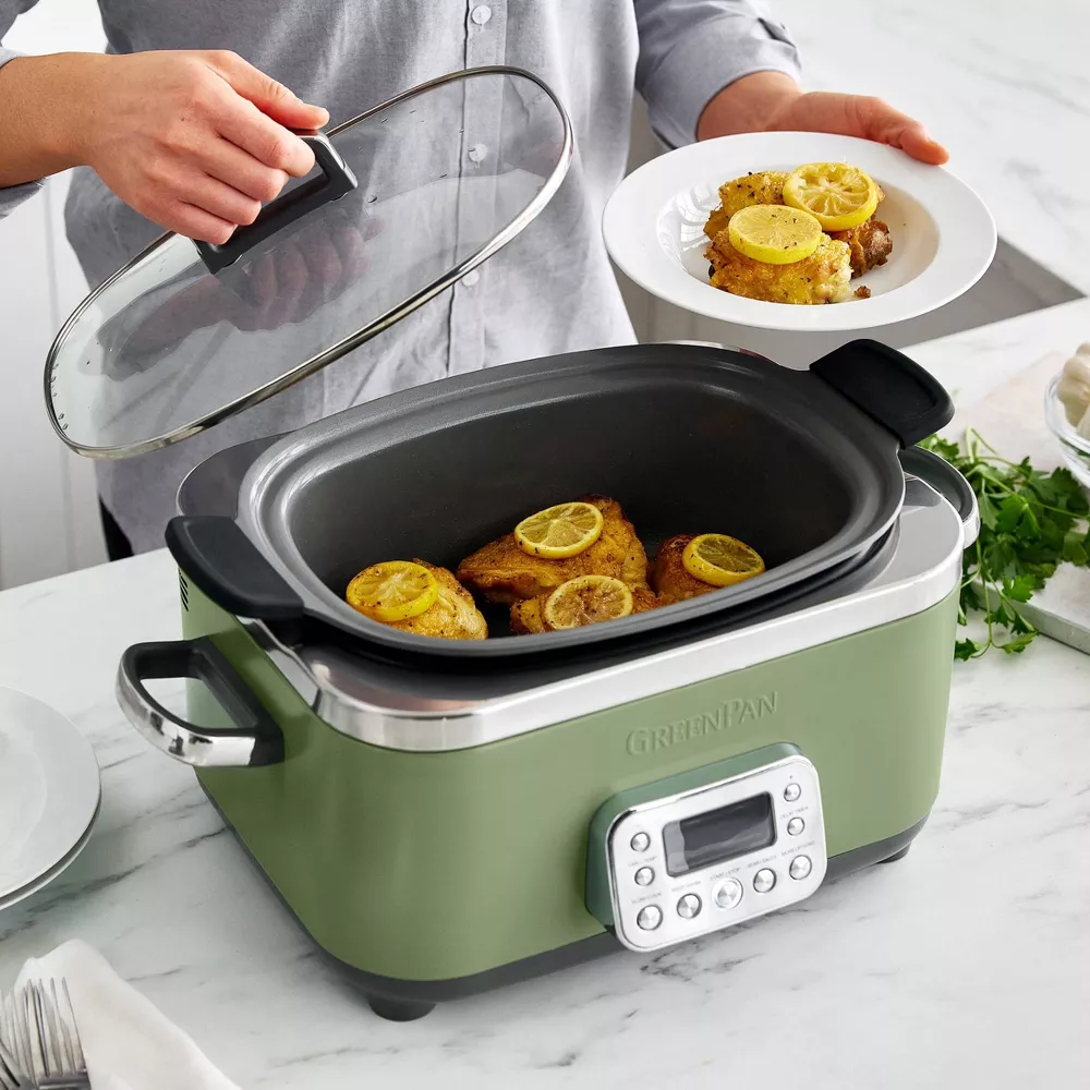 GreenPan Elite 6qt Slow Cooker, Sage Green